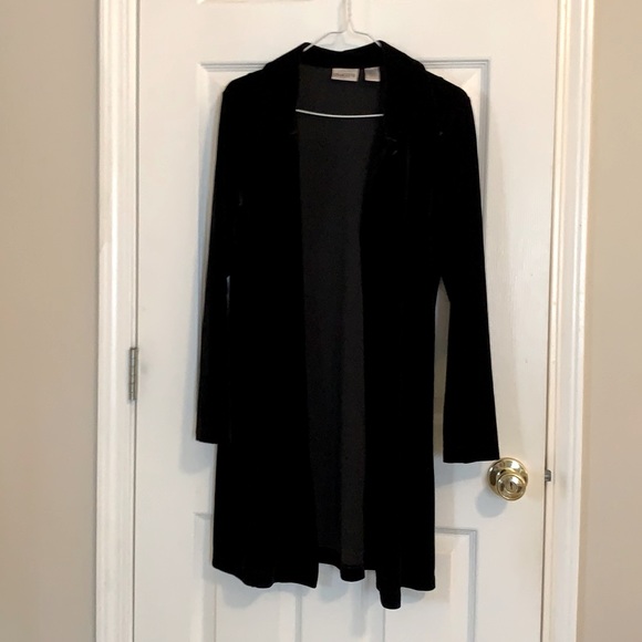 Chicos - Elongated open black velvet like jacket. Size 1 - Picture 1 of 2